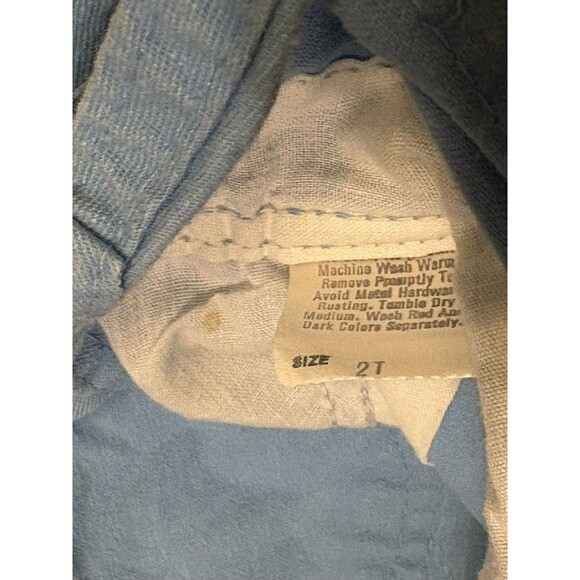 VTG Oshkosh B’Gosh Vestback Overalls Light Blue Khaki Size 2T USA - Picture 4 of 4